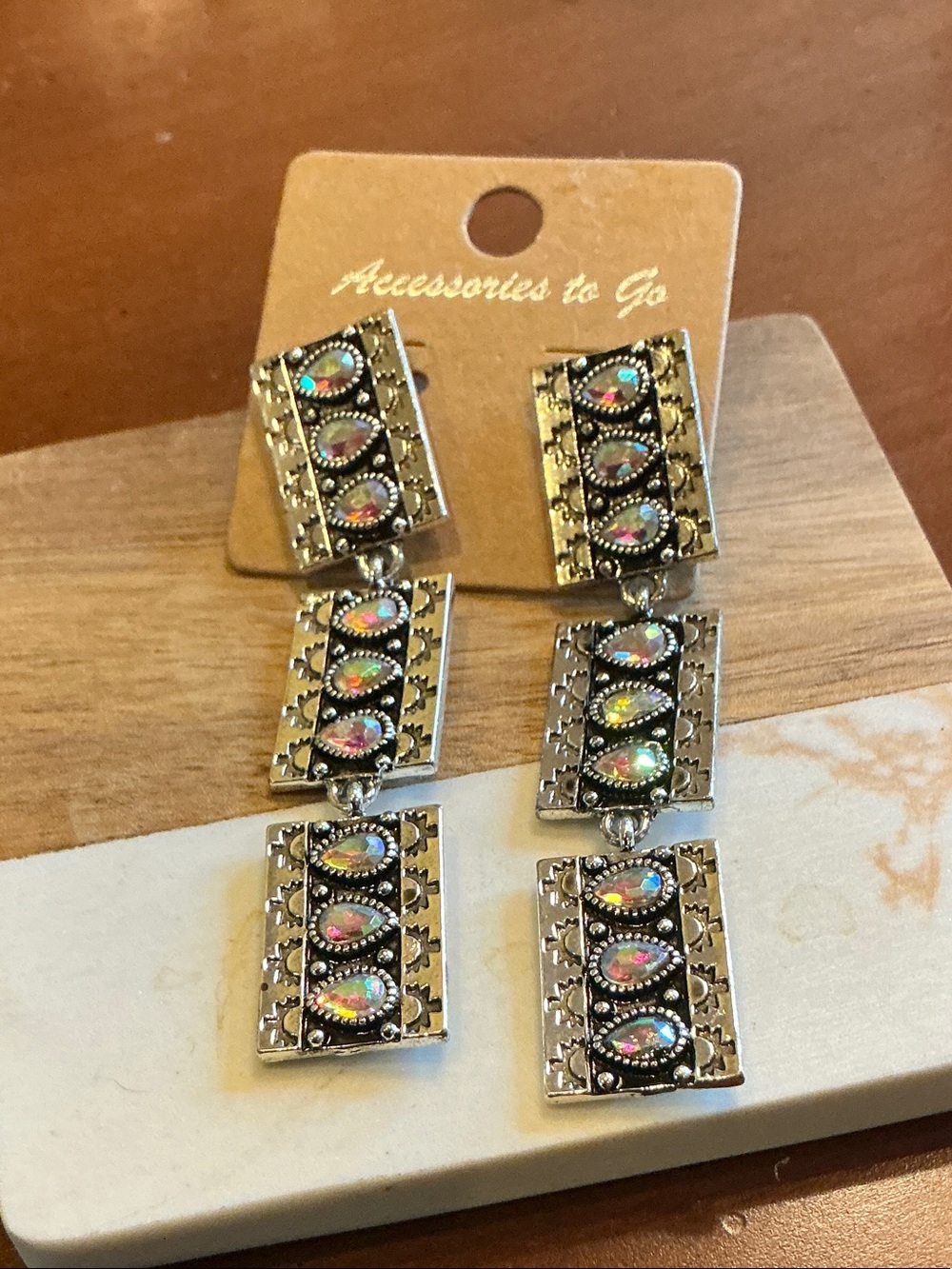 Iridescent Silver Dangle Earrings